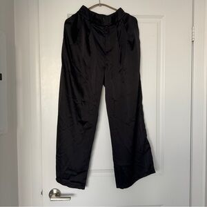 Satin Black Women's Pants with elastic waist